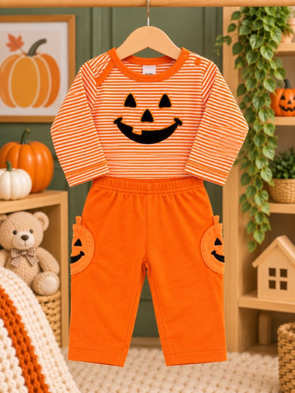Carter’s Baby Halloween Jack-O-Lantern 2pc Bodysuit Pants Set 6M